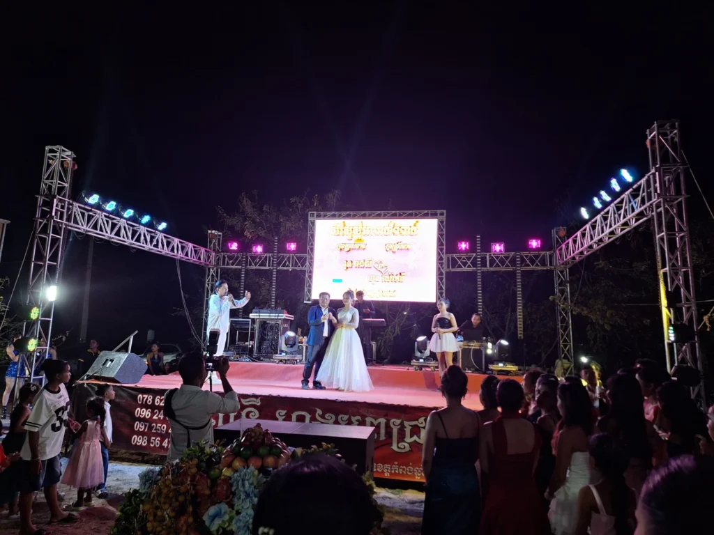 Bride and groom on the stage